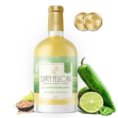 Dirty Pelican Cocktail Mixers - Spicy Jalapeno Margarita - Skinny Organic Drink Mixes for Cocktails - Low Calorie Mocktails - Low Sugar - Vegan - Gluten Free - No Preservatives - 750ml (1 Bottle)