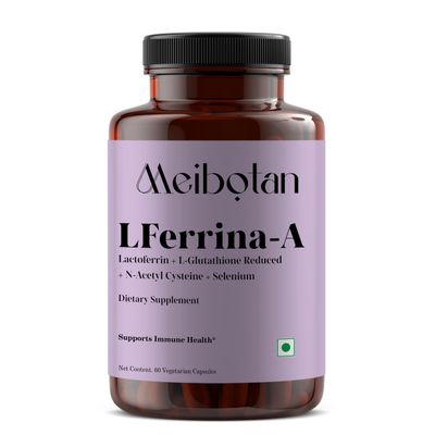 MEIBOTAN lactoferrin Supplement with L-Glutathione Reduced for Men's Women's Boosts Immunity,Enhance Nutrient Absorption,Reduces Cellular Damage,Promotes Skin Health - 60 Veg Capsules