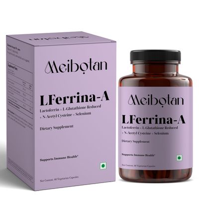 MEIBOTAN lactoferrin Supplement with L-Glutathione Reduced for Men&#39;s Women&#39;s Boosts Immunity,Enhance Nutrient Absorption,Reduces Cellular Damage,Promotes Skin Health - 60 Veg Capsules