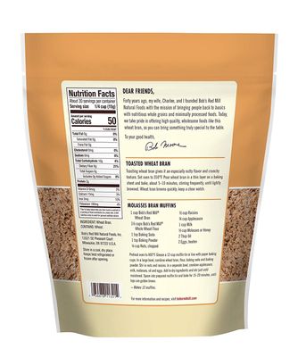 Bob's Red Mill Wheat Bran, 8oz (Pack of 1) - Non GMO, Vegan, Kosher