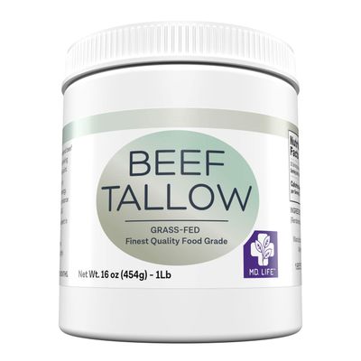 MD. Life Beef Tallow for Cooking - Food Grade Grass Fed Beef Tallow for Cooking Oil Replacement - 16 Onces - Pasture Raised Keto Friendly Beef Tallow- Used to Make Candles Soap