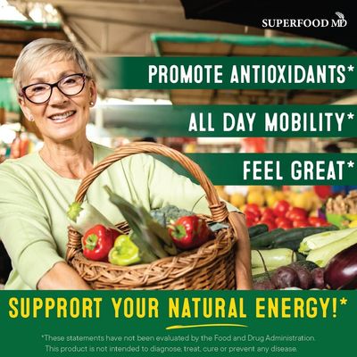 Superfood Fruit and Veggie Supplement - 360 Whole Super Fruit and Vegetable Supplements Vitamin, Natural Energy Levels, with Olive Leaf Soy Free- 180 Count (Pack of 2)