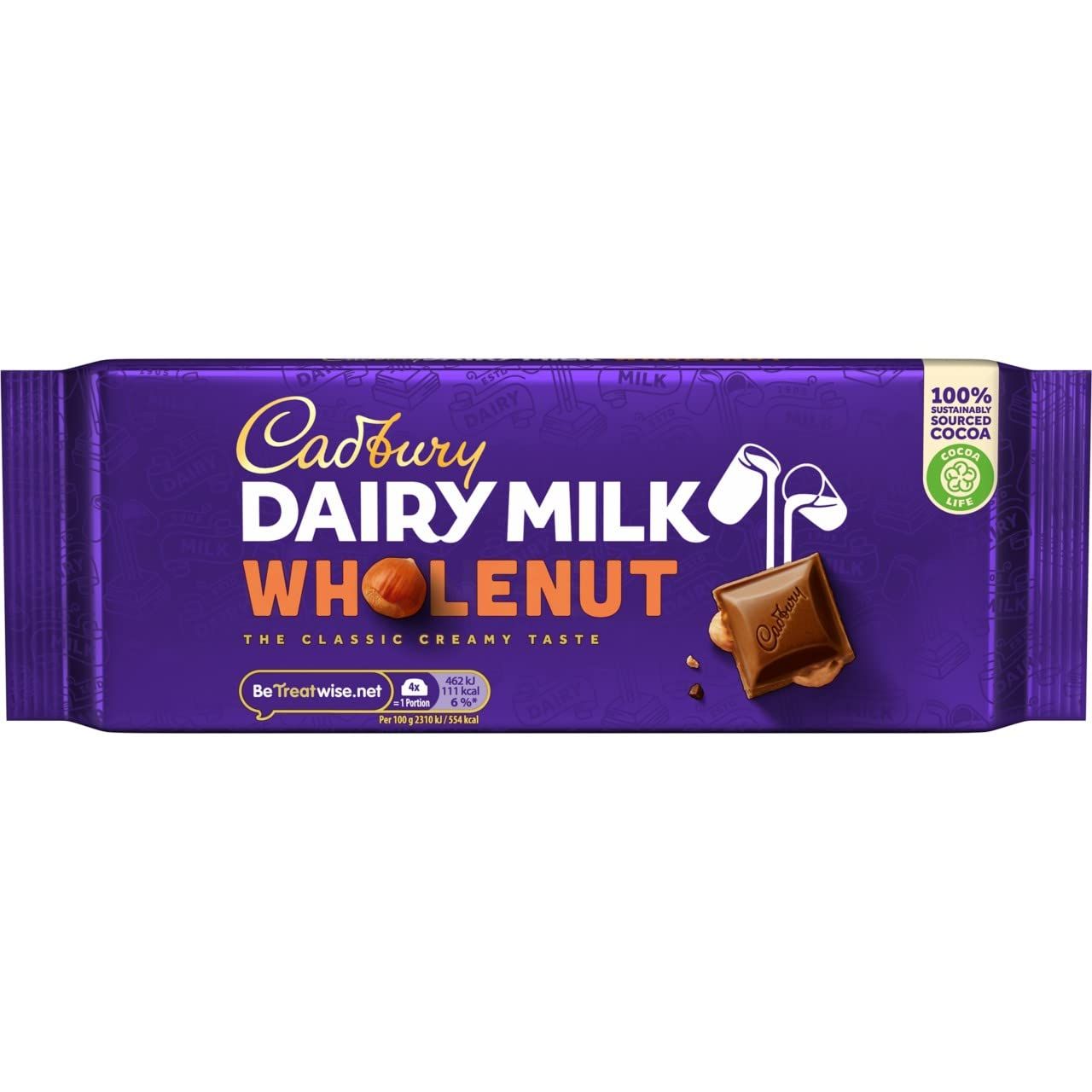 Cadbury Dairy Milk Whole Nut Bar 180g