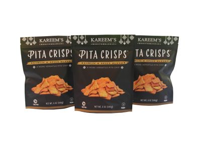 Pita Crisps - Garlic Spice Flavored (15oz) VeganSoy-Free by Kareem&#39;s Mediterranean - Artisan Pita Chips Snacks (3 PACK)
