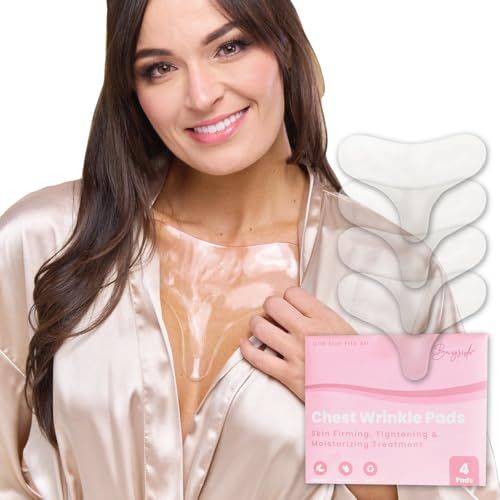 Chest Wrinkle Patches Reusable Anti-Aging Patches for Fine Lines Long-Lasting Wrinkle Pads for a Youthful Appearance Skin-Safe Chest Care Solution Includes 4 Durable Pads for a Smooth Look 4ct