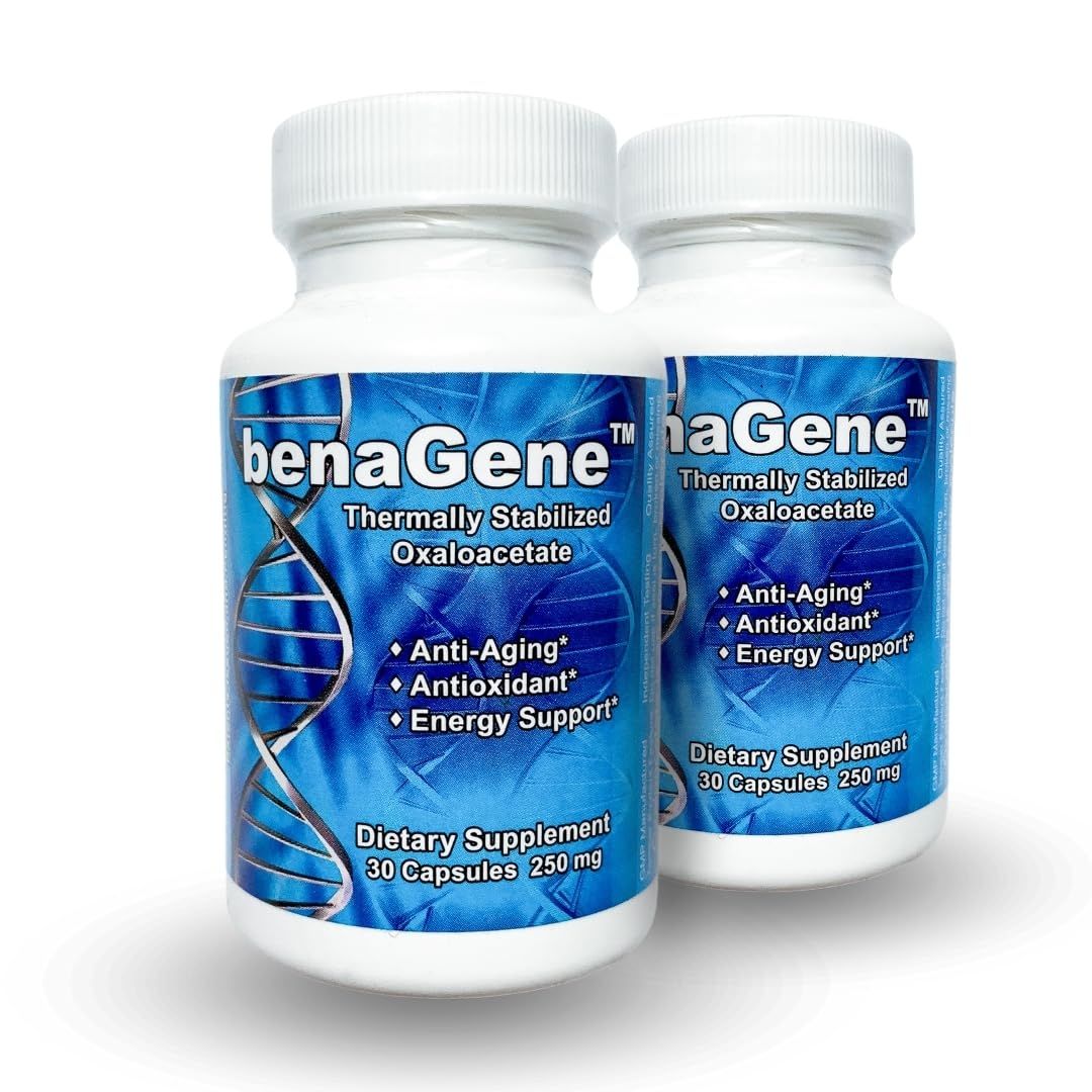 Benagene Oxaloacetate Supplement - Supports Cellular Energy, Healthy Metabolism, Body Regulation - Thermally Stabilized with Vitamin C - Non-GMO Vegan - Once Daily (60 Servings)