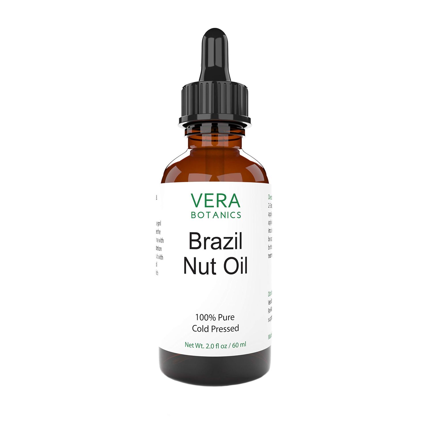 Vera Botanics BRAZIL NUT OIL 100 Pure Natural, Unrefined, Cold-Pressed For Face, Dry Skin, Nails, Lips, Body Hair - Reduce Hair Breakage, Even Out Skin Tone, Therapeutic Massage