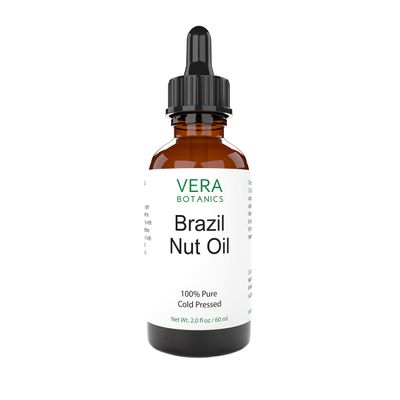 Vera Botanics BRAZIL NUT OIL 100 Pure Natural, Unrefined, Cold-Pressed For Face, Dry Skin, Nails, Lips, Body Hair - Reduce Hair Breakage, Even Out Skin Tone, Therapeutic Massage