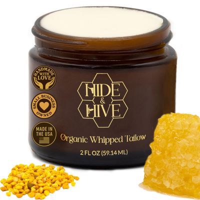 HIDE HIVE Whipped Tallow Balm - Grass-Fed Moisture for Face, Body Hands - Organic Beef Tallow for Skin with Royal Jelly Propolis - Clean, Non-Greasy Balm for Dry, Sensitive Skin