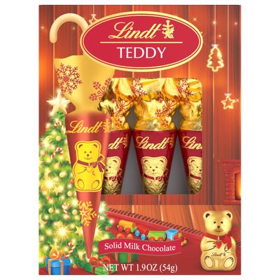 Lindt Holiday TEDDY Umbrella, Solid Milk Chocolate Candy, 1.9 oz., 4-Pack