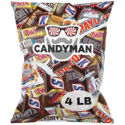 CANDYMAN 4 Pound Gift Box Mix of Chocolate, Individually Wrapped Assorted Bulk Candy Chocolates Variety Pack, Perfect for Easter Basket Candies, Chocolate Easter Candy Bulk