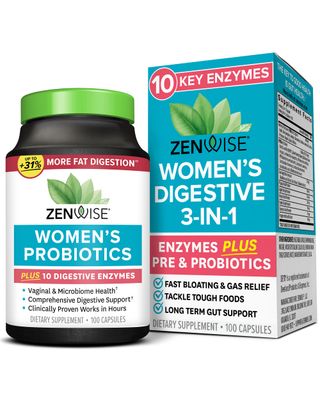 Zenwise Health Probiotics for Women - Digestive Enzymes for Bloating Relief, Vaginal Health, and Gut Flora Health, Daily Women Probiotic Prebiotic Supplement for Digestive Health - 100 CT