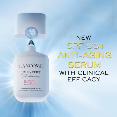 Lanc me Supra Screen Invisible Serum Sunscreen SPF 50 - Anti-Aging Correction Protection - For All Skin Types - 48 HR Hydration, Radiant Finish
