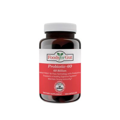 Foods For Gut Probiotic Capsules 60 Billion Cfu&#39;s MAKTrek Bipass Technology Digestive Immune Support 120 Capsules