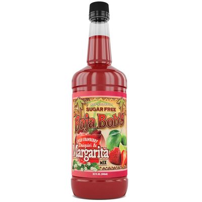 Baja Bob&#39;s Strawberry Margarita Cocktail Mix 32oz Bottle - Sugar Free Cocktail Mixer - Keto Friendly - Low Calorie - Low Carb - Non Alcoholic Spirits, Liquor or Margarita Mix