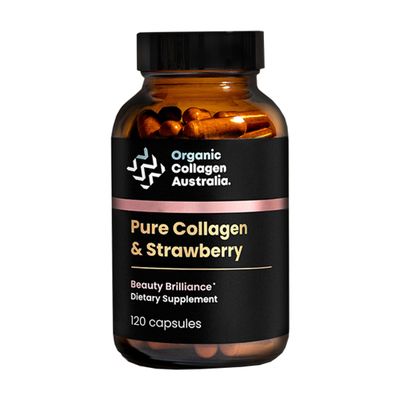 Organic Collagen Australia Beauty Brilliance Pure Collagen Strawberry Capsules, 120 Count