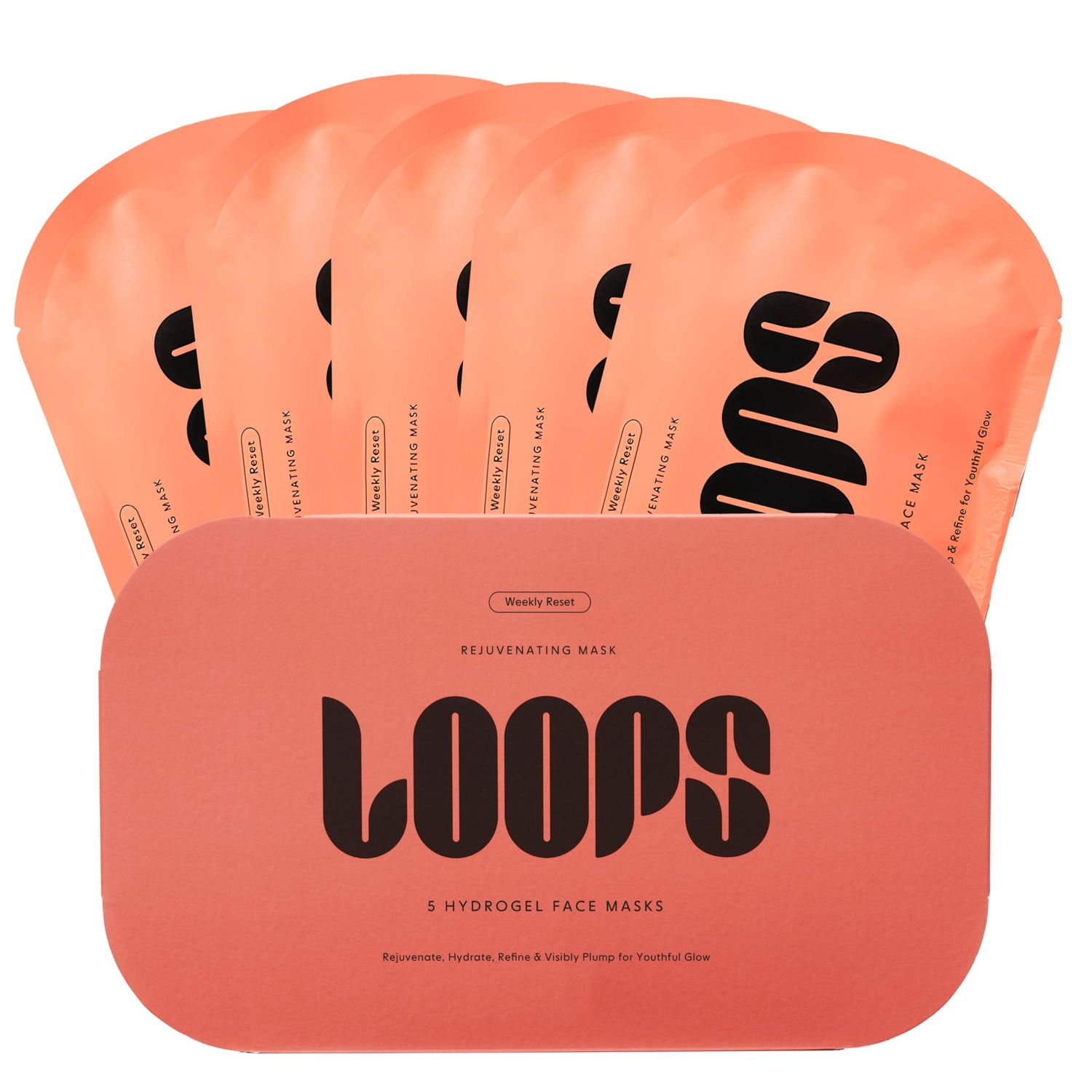 LOOPS WEEKLY RESET - Rejuvenating Hydrogel Face Mask Kit - Rejuvenate, Hydrate, Refine Plump Face, Moisturized, Pore Refining - Reduces Signs of Puffiness - 5 Pc