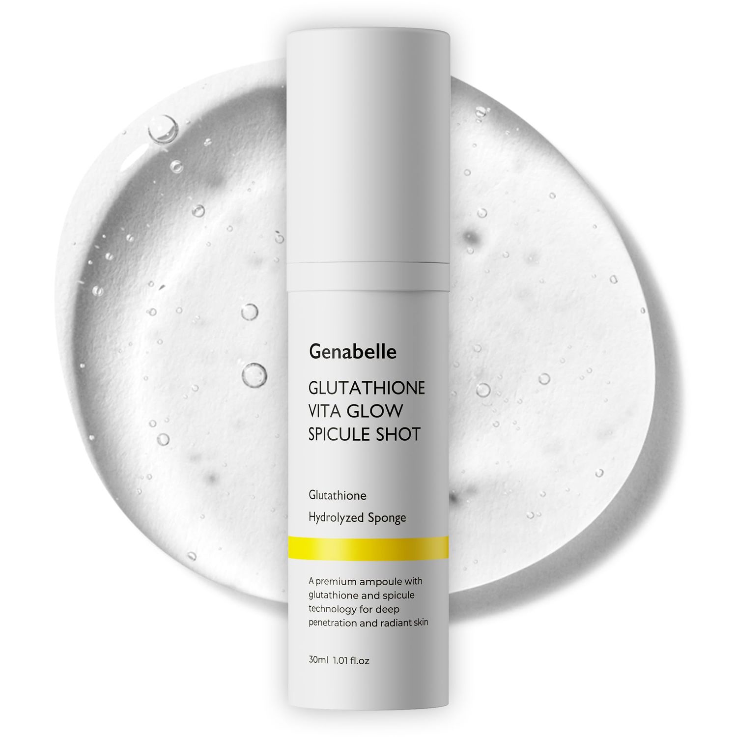 Genabelle Glutathione Vita Glow Spicule Shot - 2,000 ppm Glutathione, Microneedling Effect with Spicules, Boosted Vitamin C, Clinically Proven Brightening Skin Tone Enhancer