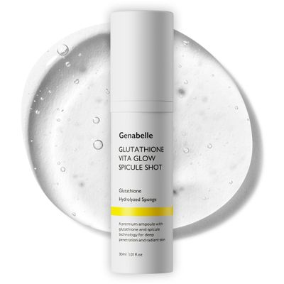 Genabelle Glutathione Vita Glow Spicule Shot - 2,000 ppm Glutathione, Microneedling Effect with Spicules, Boosted Vitamin C, Clinically Proven Brightening Skin Tone Enhancer