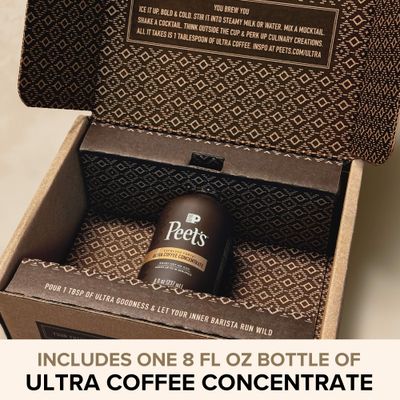 Peet's Coffee, Ultra Coffee Concentrate, Instant Hot, Cold Brew, or Iced Coffee - Espresso Forte, 8 Fluid Ounce Bottle (16 Servings)