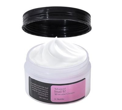 NuVibe ADVANCED Snail Mucin 92 Repair Moisturizer - 3.52 Oz (100g) Hydrating Lightweight Korean Face Cream for Soft, Glowing Skin - Soothing Moisturizer for Dry, Sensitive All Skin Types.