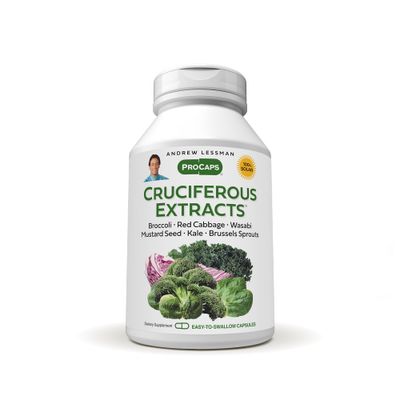 ANDREW LESSMAN Cruciferous Extracts 30 Capsules - High Levels of Glucosinolates and Sulforaphane from Broccoli, Red Cabbage, Mustard Seed, Wasabi, Brussels Sprouts and Kale Extracts, No Additives