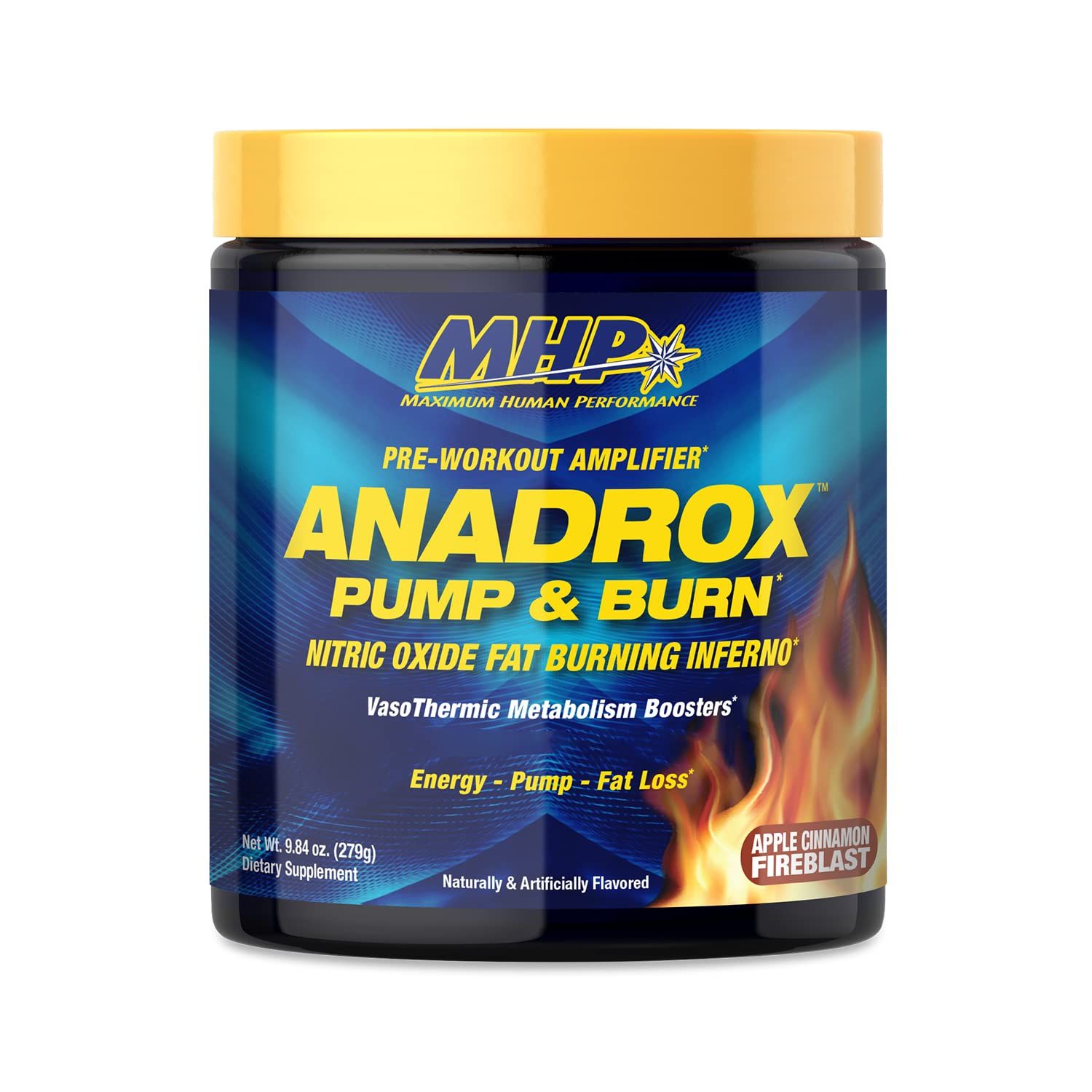 Maximum Human Performance Mhp Anadrox Pre-Workout, Nitric Oxide, Energy, Pumps, Apple Cinnamon Fireblast