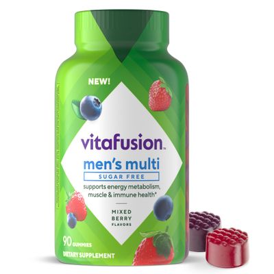 Vitafusion Sugar Free Men s Multi Daily Gummy Multivitamins, Supports Energy Metabolism, Muscle and Immune Health (1), Mixed Berry Flavors, 90 Count