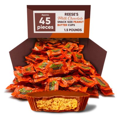 Milk Chocolate Peanut Butter Cups (1.5Lb, Approx. 45 Pieces) - Individually Wrapped To From Candy for Gifting and Snacking