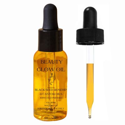 Black Seed Oil, Rosehip Oil, Castor Oil Organic Cold Pressed for Face Anti-Aging Miracle Facial Moisturizer Serum Natural Skincare Fortifying Hydrates Skin Moisturizing Beauty Glow Oil 1 Fl Oz30mL