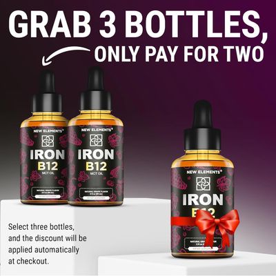 Liquid Iron Supplement for Women Men with Vitamin B12 5000mcg - Free Blood Builder for Anemia - Liquid Vitamin B12 Drops for Adults with MCT Oil, Natural Grape Flavor, 2 Fl Oz