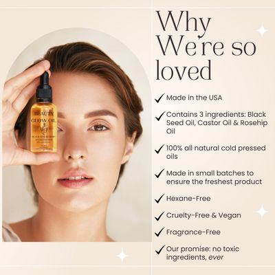 Black Seed Oil, Rosehip Oil, Castor Oil Organic Cold Pressed for Face Anti-Aging Miracle Facial Moisturizer Serum Natural Skincare Fortifying Hydrates Skin Moisturizing Beauty Glow Oil 1 Fl Oz30mL