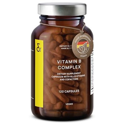 CLAV Vitamin B Complex - 120 Capsules - All 8 B Vitamins with Co-Factors Myo-Inositol Choline - Supports Energy Metabolism - Vegan - Made in Germany