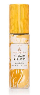 Elina Organics Cleopatra Neck Cream, 2oz - Firming Lifting Neck Moisturizer with Colloidal Gold, Silk Peptides Green Tea - Organic, Vegan - Reduces Wrinkles Improves Elasticity