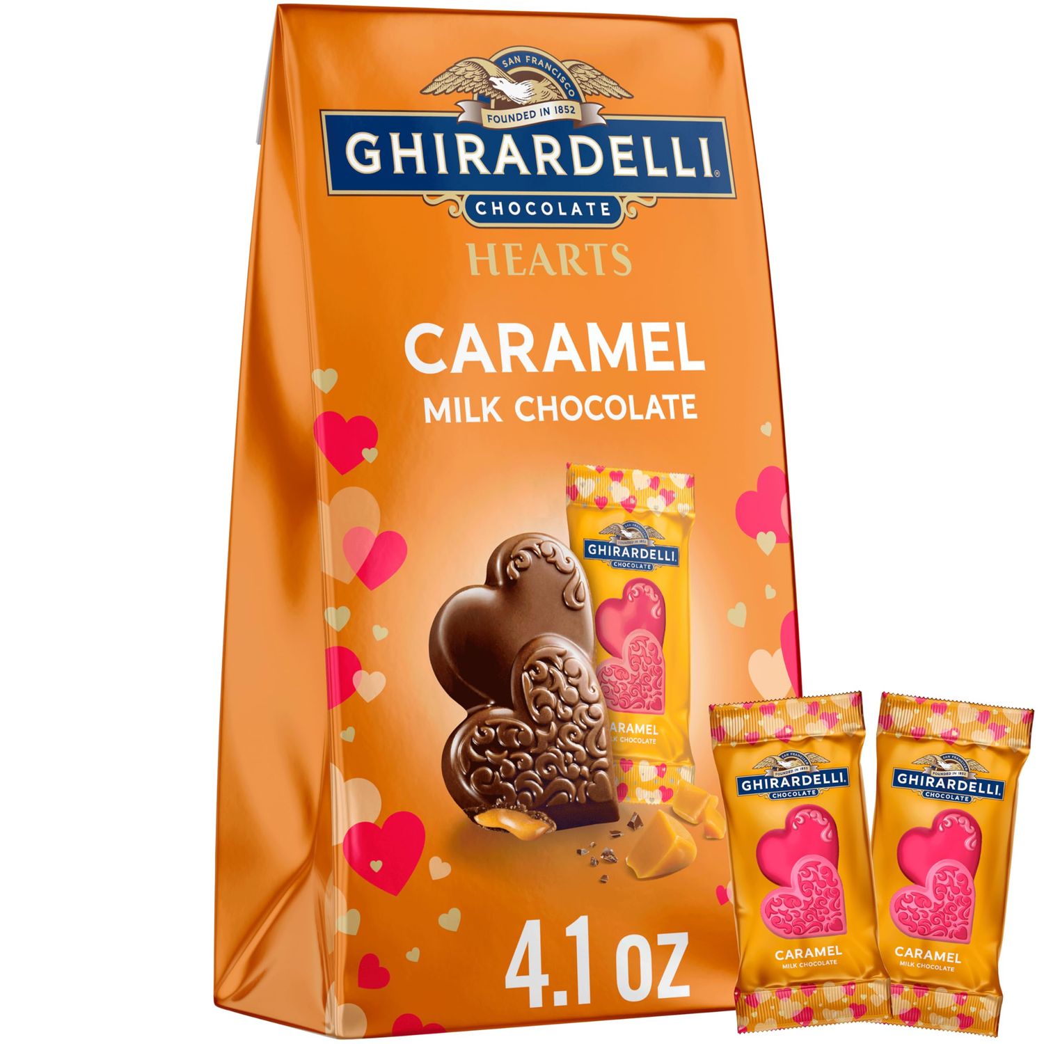Ghirardelli, Milk Chocolate Caramel Duet Hearts, 4.1 Ounce