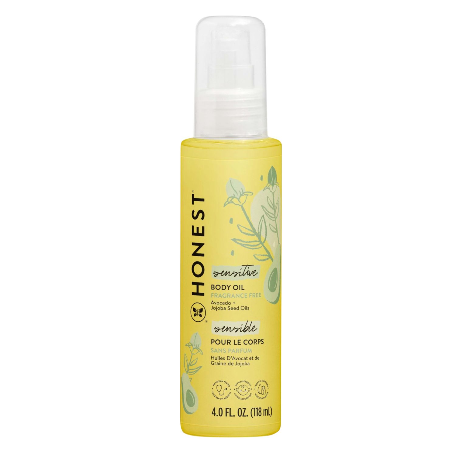 The Honest Company Fragrance Free Moisturizing Body Oil Nourish Soothe Baby&#39;s Skin Plant-Based, Hypoallergenic, Vegan 4.0 fl oz