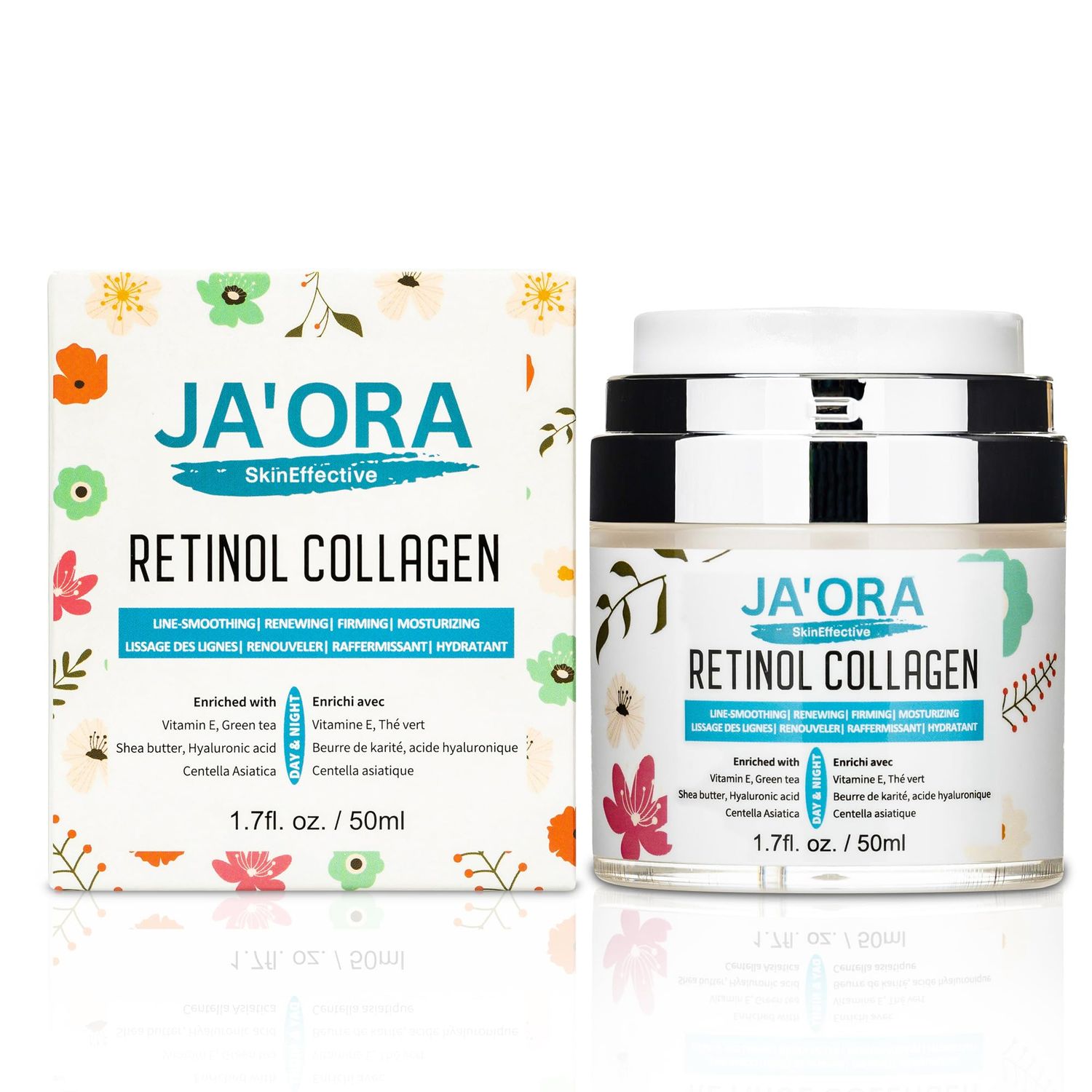JA&#39;ORA SkinEffective Retinol Collagen Moisturizer 50G - Anti-Aging Cream with Hyaluronic Acid, Green Tea Vitamin E - Hydrating, Firming Smoothing for Day Night Use