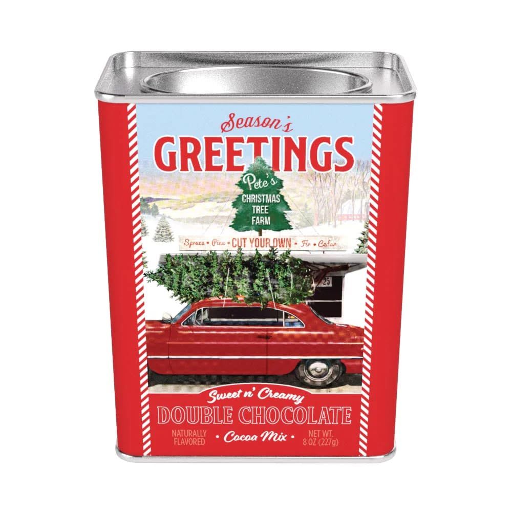 Season&#39;s Greetings Red Car Double Chocolate Cocoa by McSteven&#39;s - 8oz Rectangle Tin