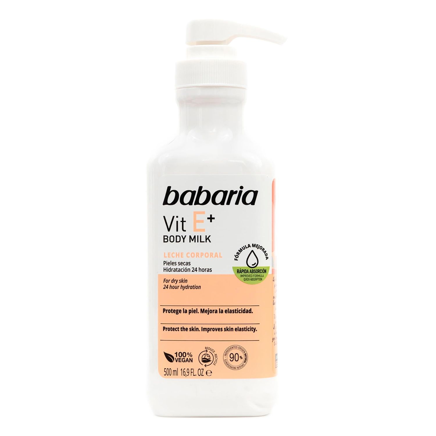 Babaria Vitamin E Body Milk - Moisturizing Body Lotion for Women and Men - Dry Skin Body Cream - Boosts Collagen Production, Skin Elasticity - 16.9 oz
