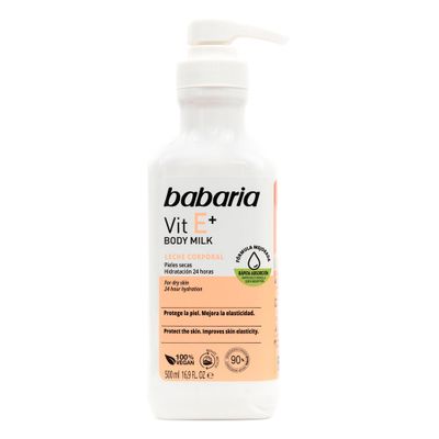 Babaria Vitamin E Body Milk - Moisturizing Body Lotion for Women and Men - Dry Skin Body Cream - Boosts Collagen Production, Skin Elasticity - 16.9 oz