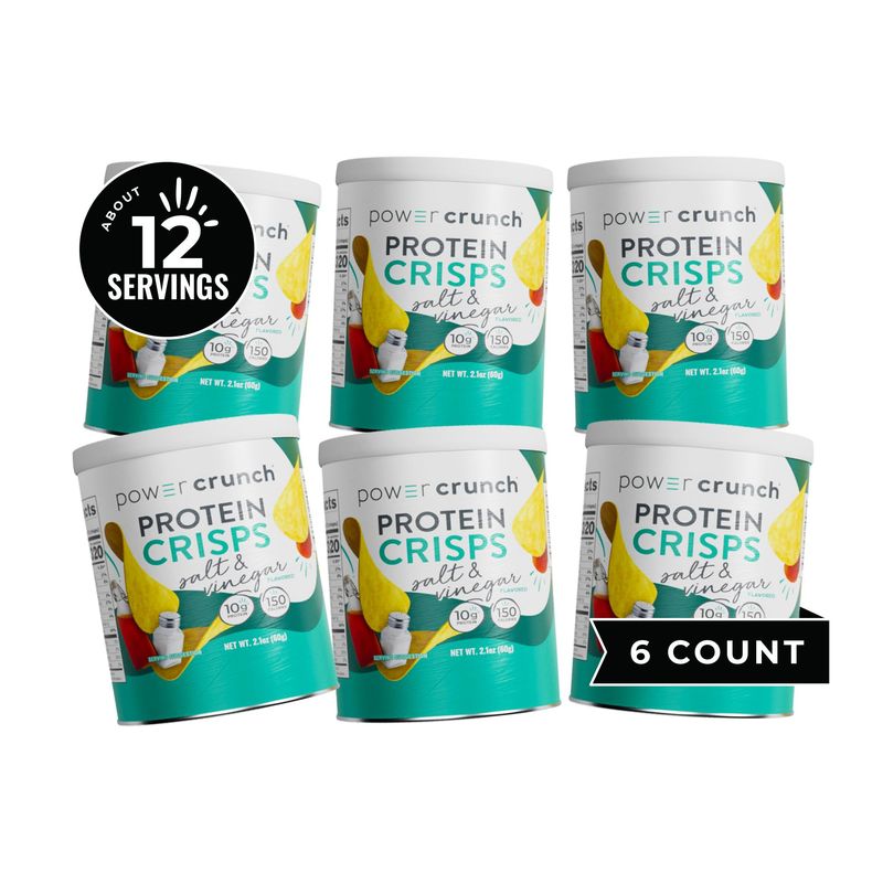 Power Crunch Protein CRISPS, a Potato Style Protein Chip, Salt Vinegar, 10g of protein, 1.05 ounces per serving (Pack of 6)