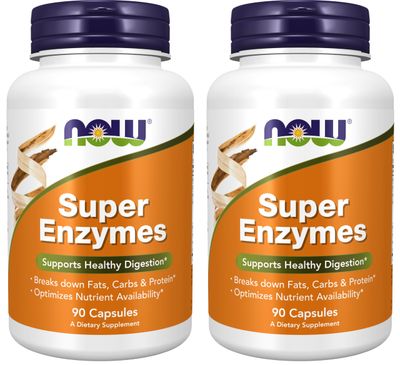 NOW Super Enzymes, 90 Capsules (Pack of 2)
