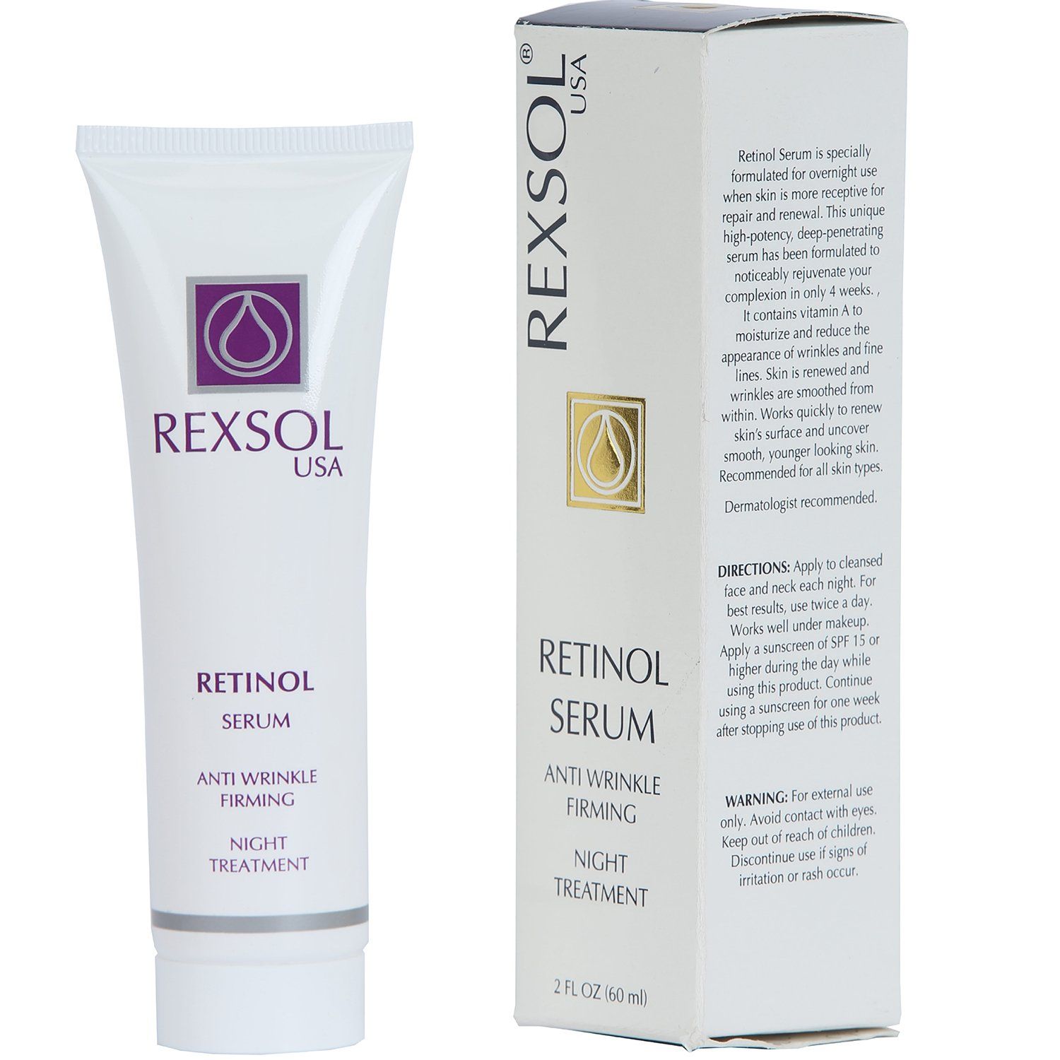 REXSOL Retinol Serum Anti wrinkle Firming Best antioxidant serum for face Pure Vitamin C for face, Pure Retinol Vitamin Serum Utmost Anti Wrinkle Serum for Deep Wrinkle Treatment (2 FL OZ)