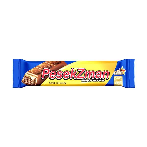 Elite Big Bite Pesek Zman Chocolate Bars, 20 Bars Crispy Wafer Hazelnut Cream, Milk Chocolate Coated, Product of Israel