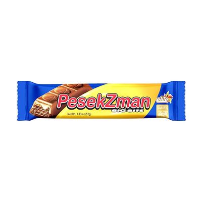 Elite Big Bite Pesek Zman Chocolate Bars, 20 Bars Crispy Wafer Hazelnut Cream, Milk Chocolate Coated, Product of Israel