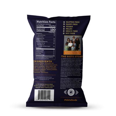 Siete Grain Free Tortilla Chips Gluten Free Chips Paleo Vegan Snacks Non GMO Nacho, 1 Ounce