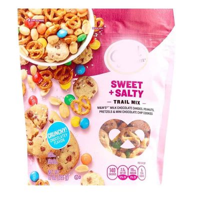 Sweet Salty Emblem Trail Gold Mix Snack: Milk Chocolate Candies, Peanuts, Pretzels, Mini Chocolate Chip Cookie, Snacking Food Treat, 10oz Bag