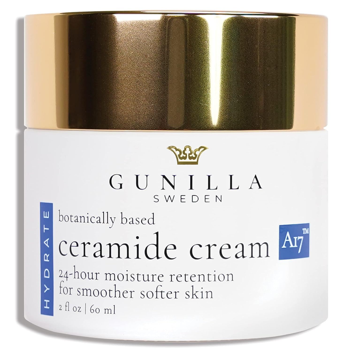 GUNILLA Ceramide Cream A17-24-Hour Moisturizer - Plump, Soften. 17 Actives Herbals. Plant-Based. No Added Fragrance. Vegan. (2 oz)
