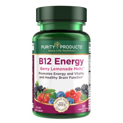Purity Products B-12 Energy Berry Lemonade Melt wSuper Fruits Methylcobalamin B12 - Vitamins B6, D3, Folic Acid and Biotin - High Absorption MecobalActive B 12-30 Melting Tablets