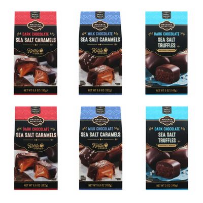 Dark, milk chocolate Sea Salt Caramel, Truffles Private Selection Variety park of 6